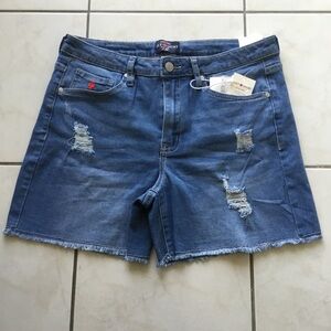 New Blue Denim Distress Jean Shorts